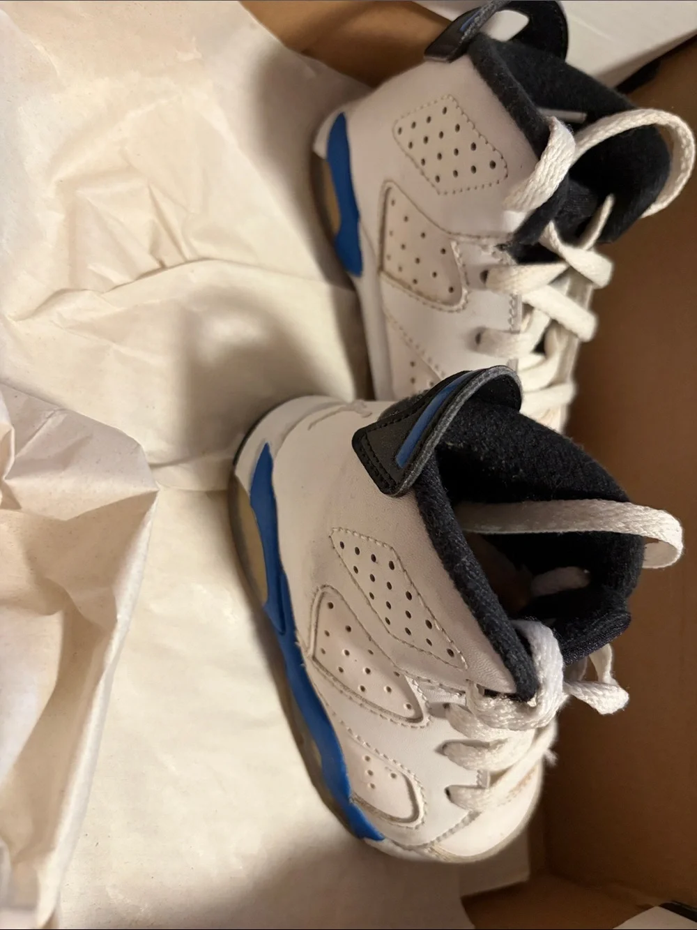 Kids White and Blue High-Top Sneakers